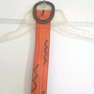 Hugo Boss orange unisex leather belt